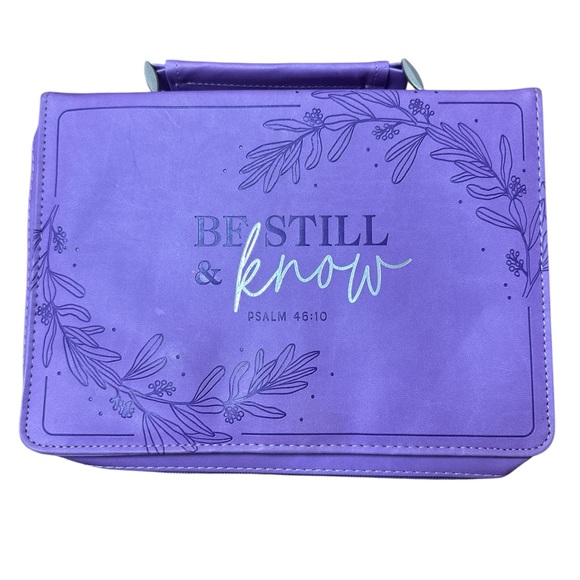 Other - Be Still and Know Purple Bible Cover Zipper Close with Back Pocket